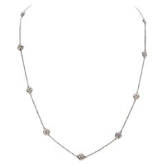 2,15 Karat natürlicher Diamant By The Yard Halskette 14 Karat Weißgold 18''