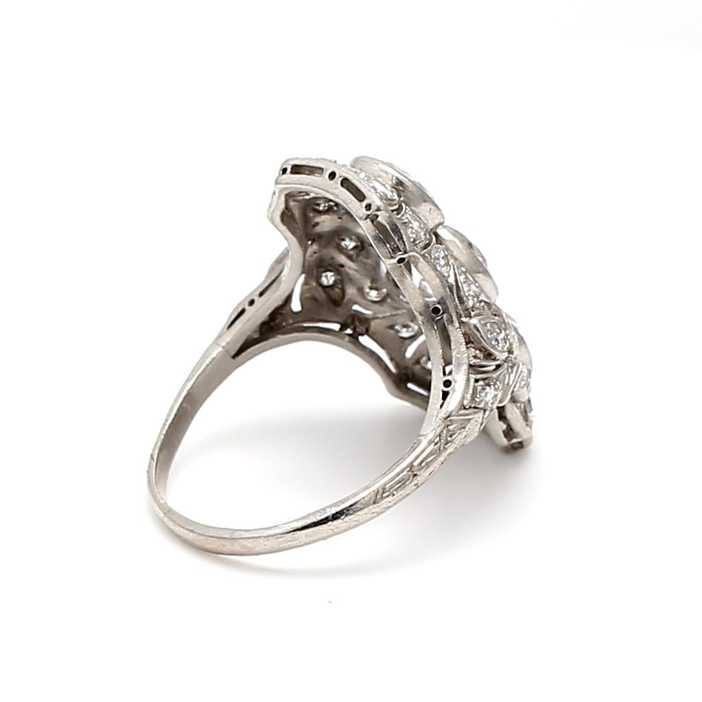 2.15 Carat Old European Cut F SI1 Diamond Platinum Art Deco Ring For Sale 1