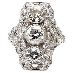 2,15 Karat Alter europäischer Schliff F SI1 Diamant Platin Art Deco Ring