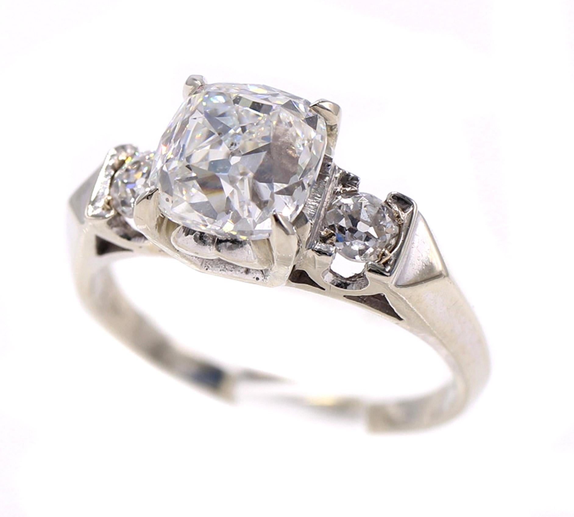 2.15 Carat Old Mine Brilliant GIA Certified Gold Diamond Ring For Sale 2
