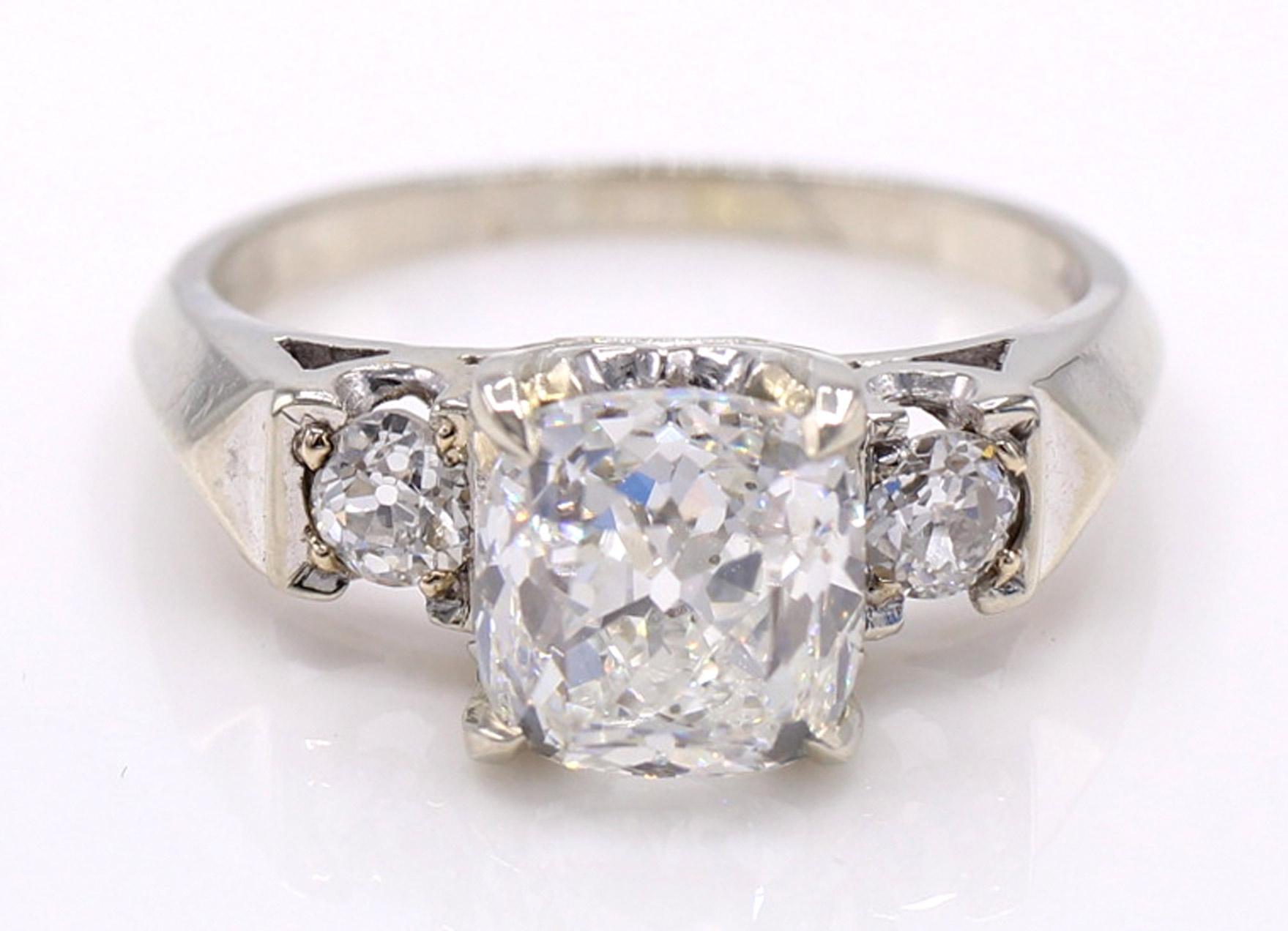 2.15 Carat Old Mine Brilliant GIA Certified Gold Diamond Ring For Sale 3