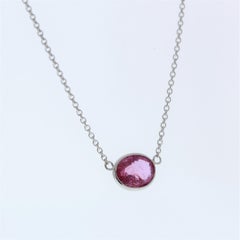 2.15 Carat Oval Padparadschah Pink Fashion Necklaces In 14k White Gold