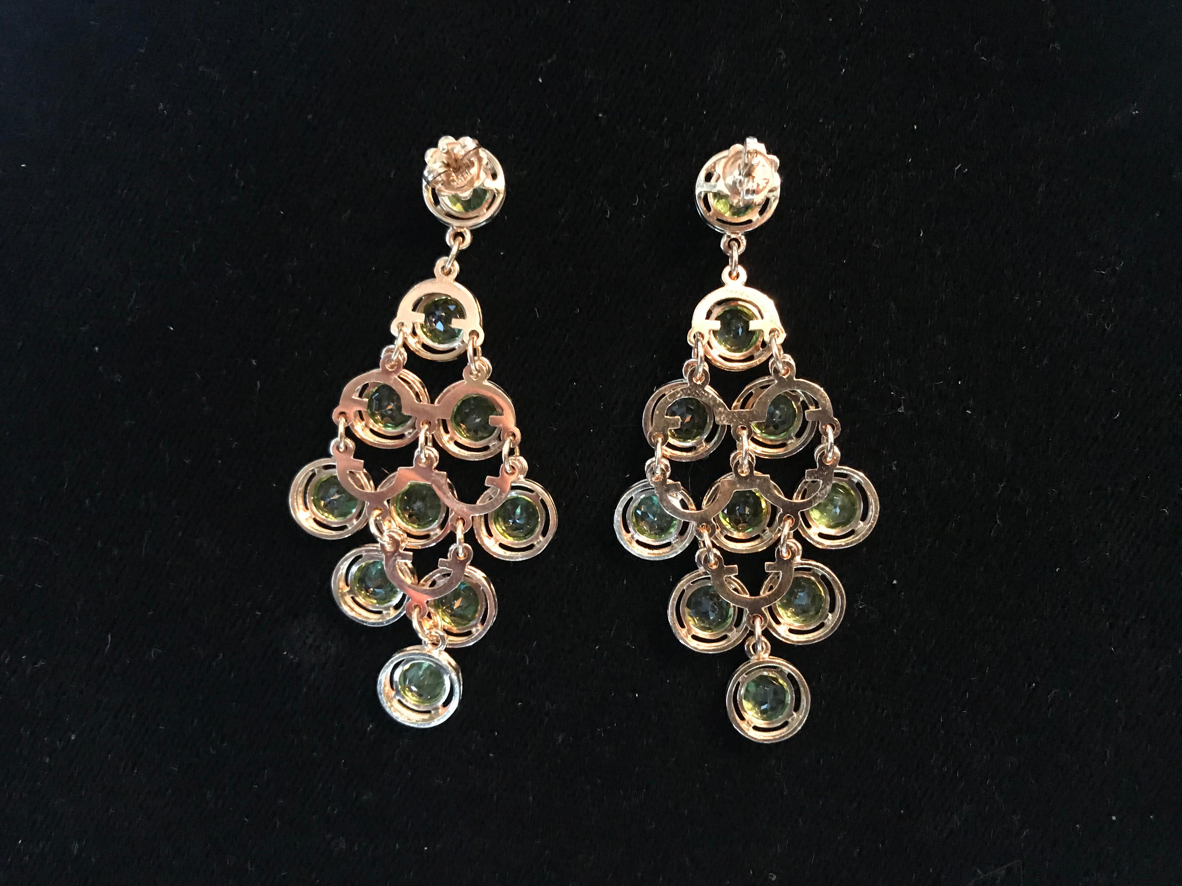 Women's 21.5 Carat Peridot Chandelier Gold Statement Drop Earrings Estate Fine Jewelry For Sale