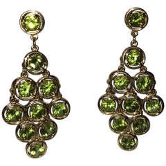 Vintage 21.5 Carat Peridot Chandelier Gold Statement Drop Earrings Estate Fine Jewelry