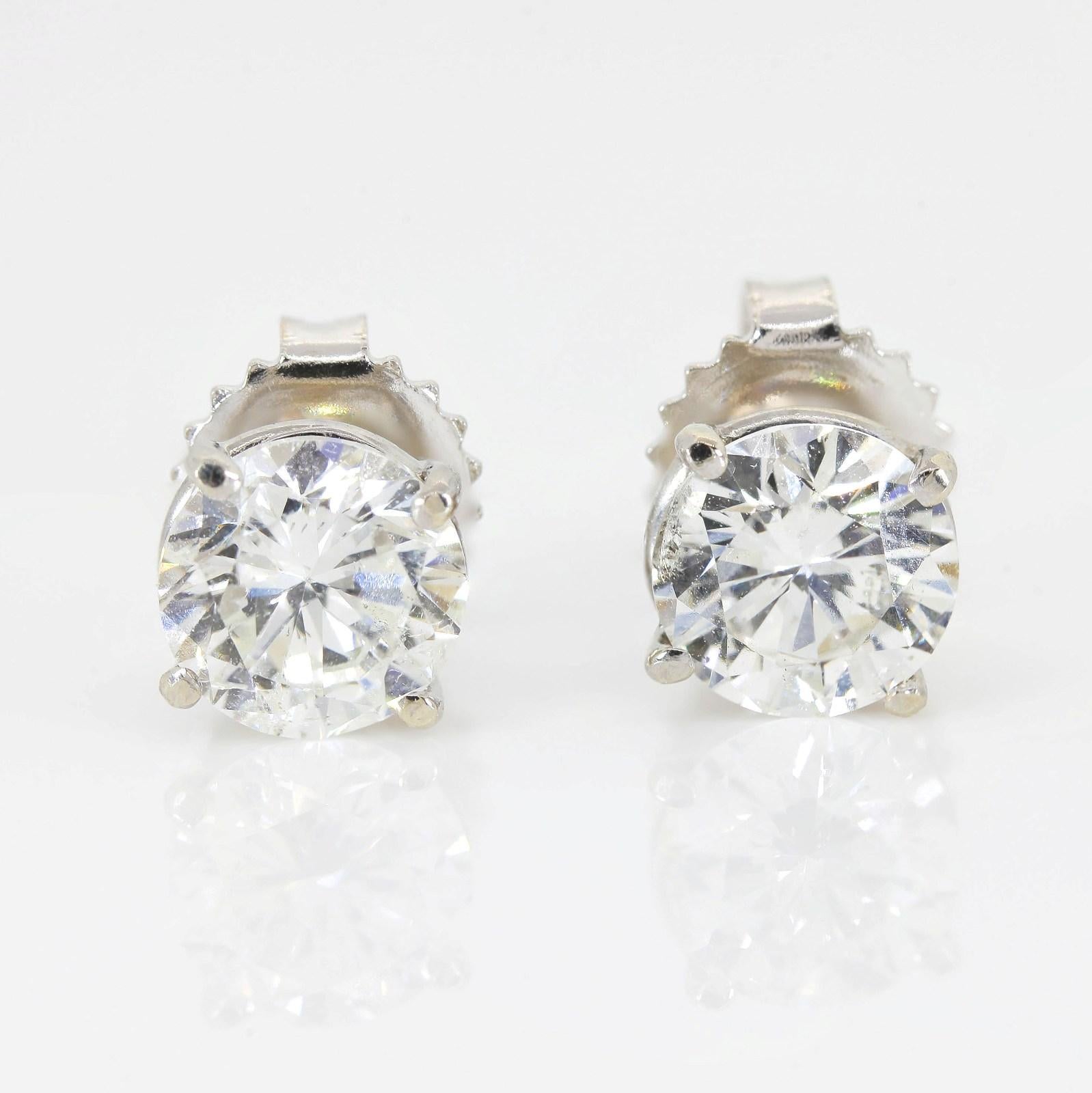 Modern 2.15 Carat Round Brilliant Diamond Stud Earrings For Sale