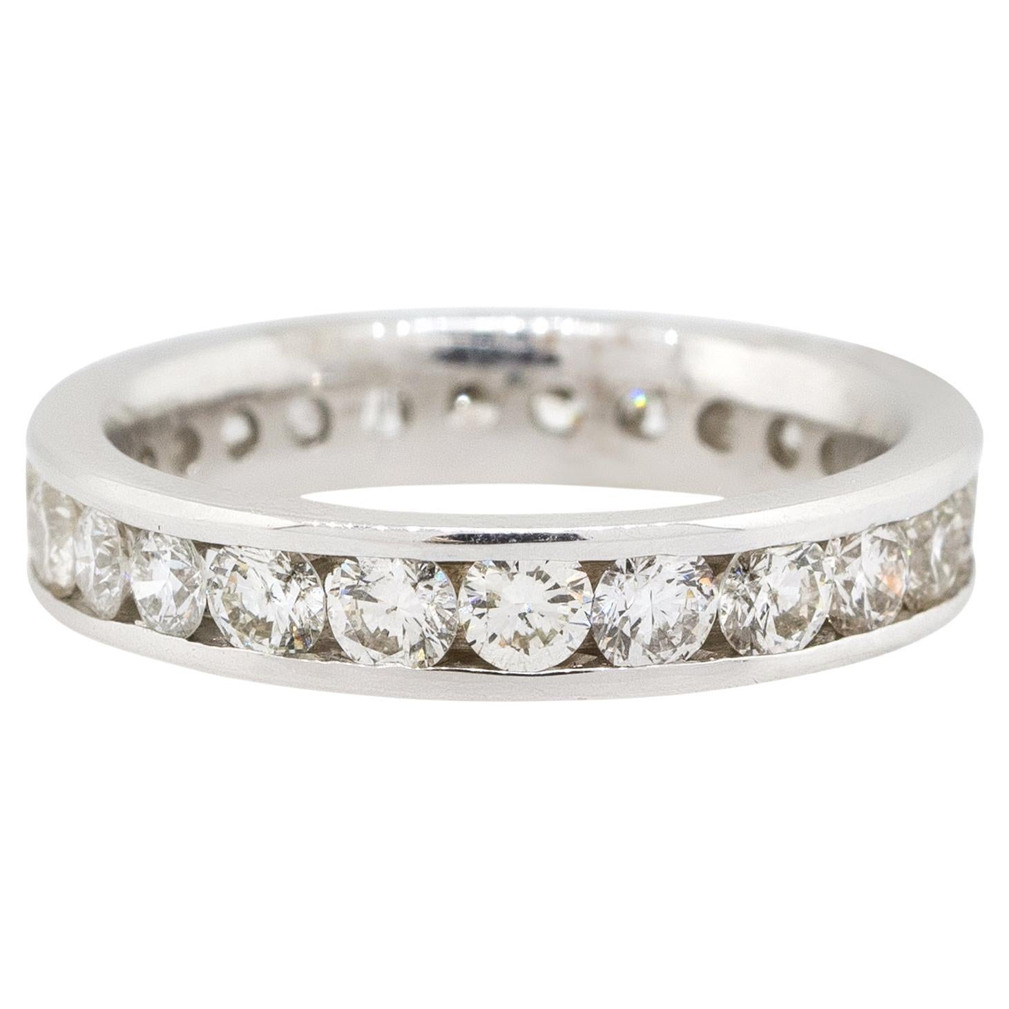  2.15 Carat Round Channel Set Diamond Ring 14 Karat in Stock For Sale