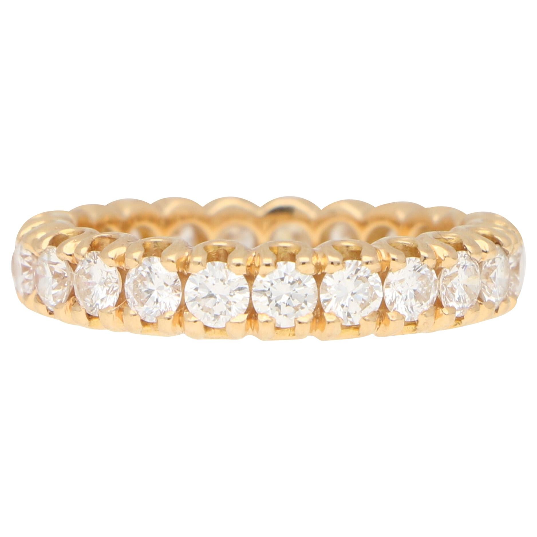 2.15 Carat Round Cut Diamond Eternity Ring in 18 Karat Rose Gold