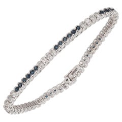 Pulsera tipo «tenis» de oro blanco de 14k con zafiro redondo de 2,15 quilates
