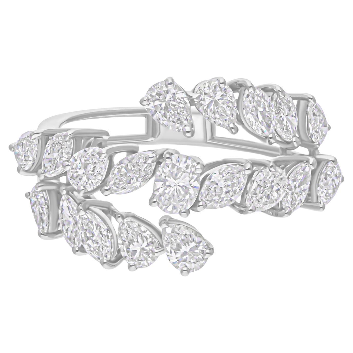 2.15 Carat SI/H Pear Marquise Oval Diamond Ring 14 Karat White Gold Fine Jewelry For Sale