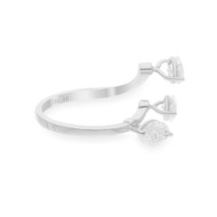 2.15 Carat SI/H Three Marquise Brilliant Cut Diamond Cuff Ring 18k White Gold