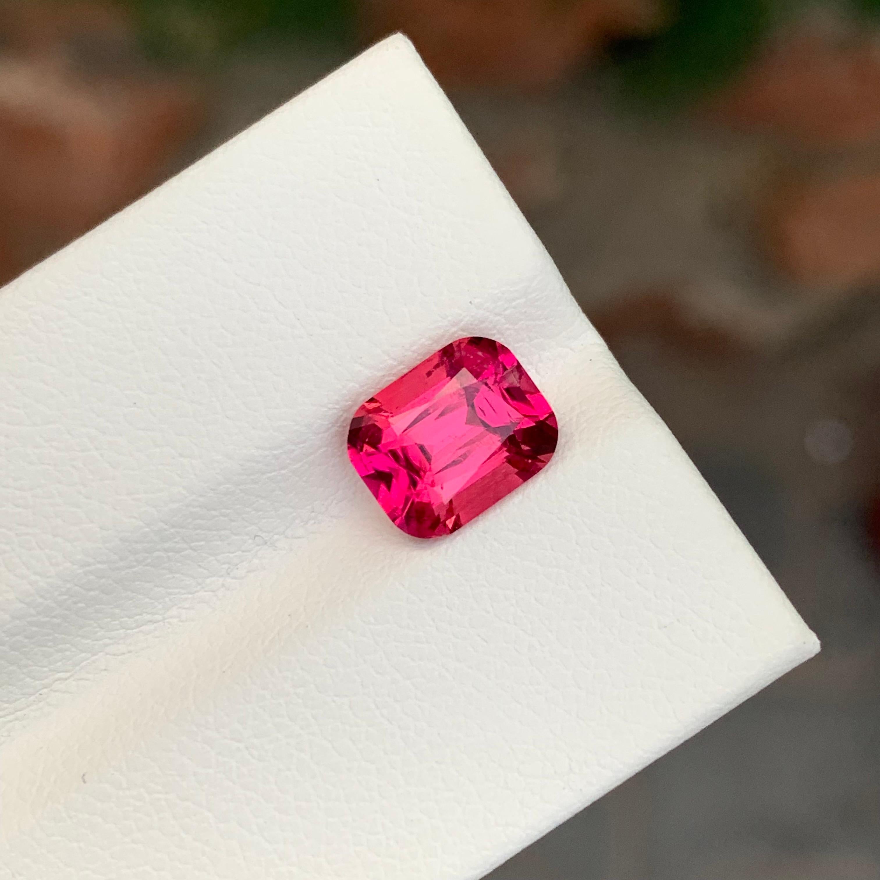 2.15 Carat Stunning Faceted Rubellite Tourmaline Cushion Shape Gemstone For Sale 1