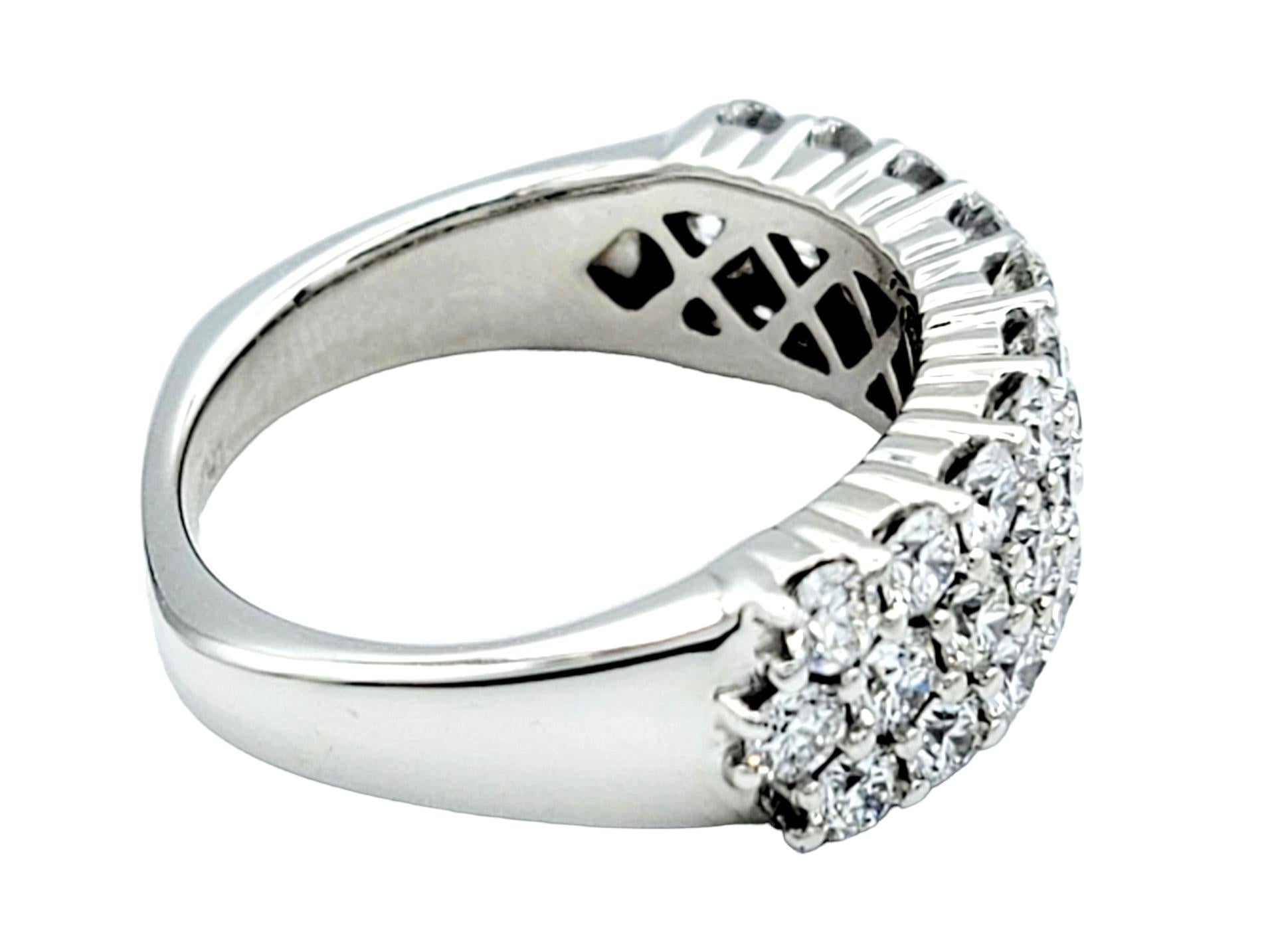 2.15 Carat Three Row Round Diamond Band Ring in Polished 18 Karat White Gold  In Good Condition For Sale In Scottsdale, AZ