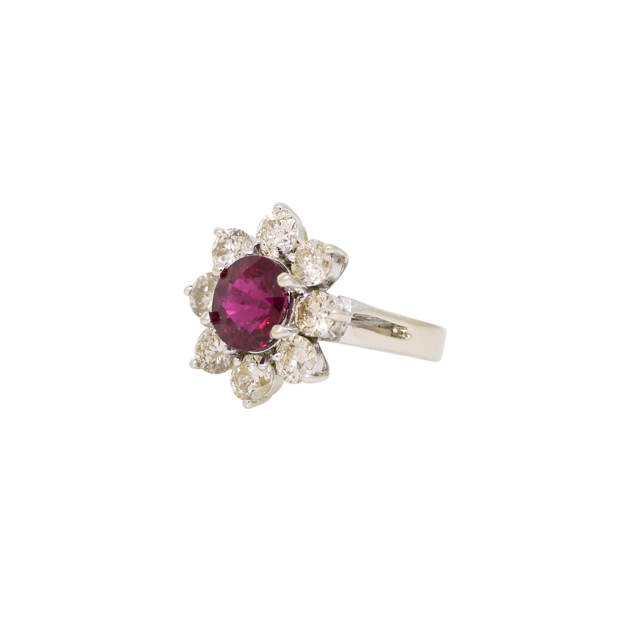 14k White Gold 2.15cts Tourmaline & 2.28cts Round Brilliant Diamond Flower Ring


Material: 14k White Gold
Gemstone/Diamond Details:	The main stone is approximately 2.15 carats of oval-cut tourmaline and approximately 2.28 carats of round brilliant