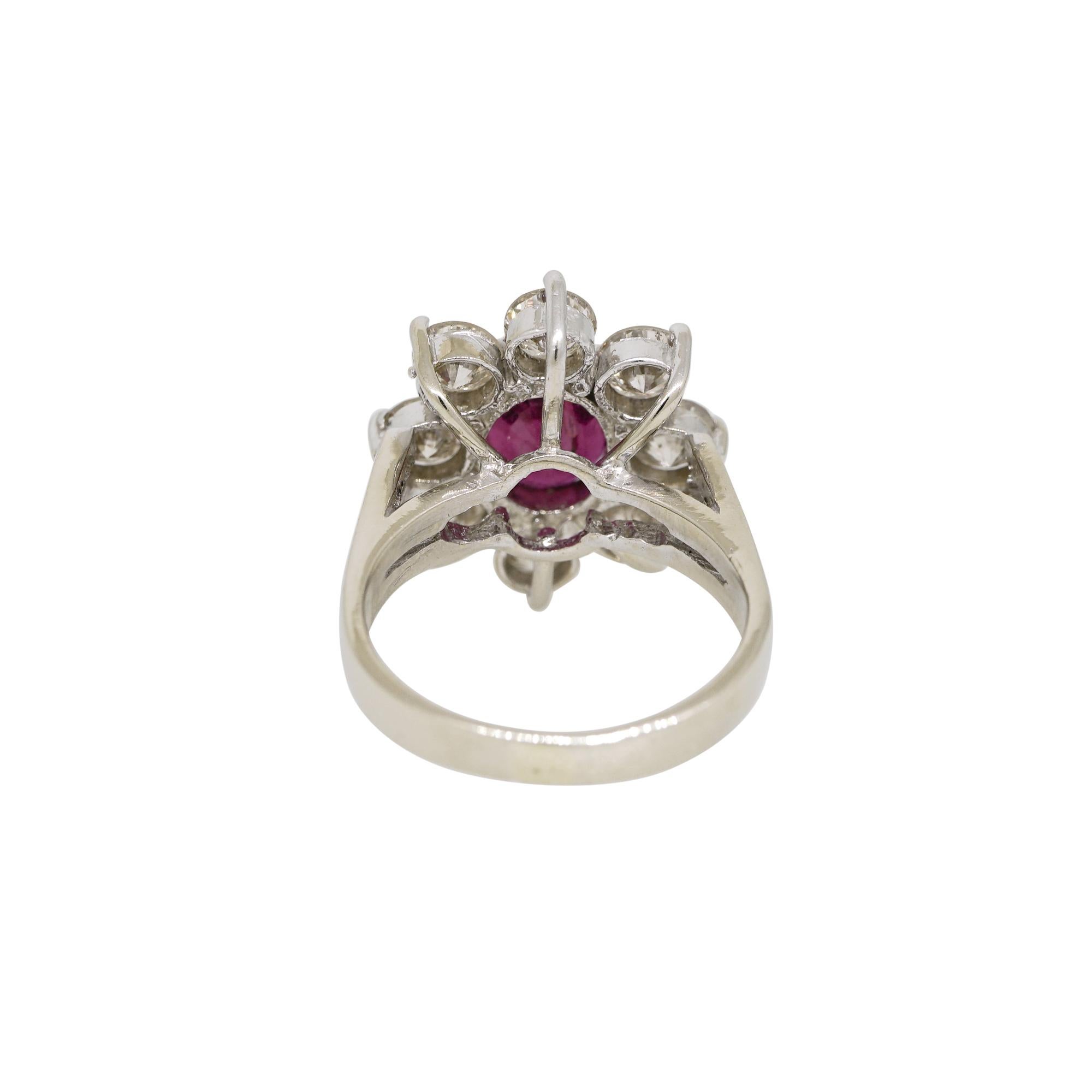 2.15 Carat Tourmaline and 2.28 Carat Diamond Flower Ring 14 Karat In Stock In Excellent Condition For Sale In Boca Raton, FL