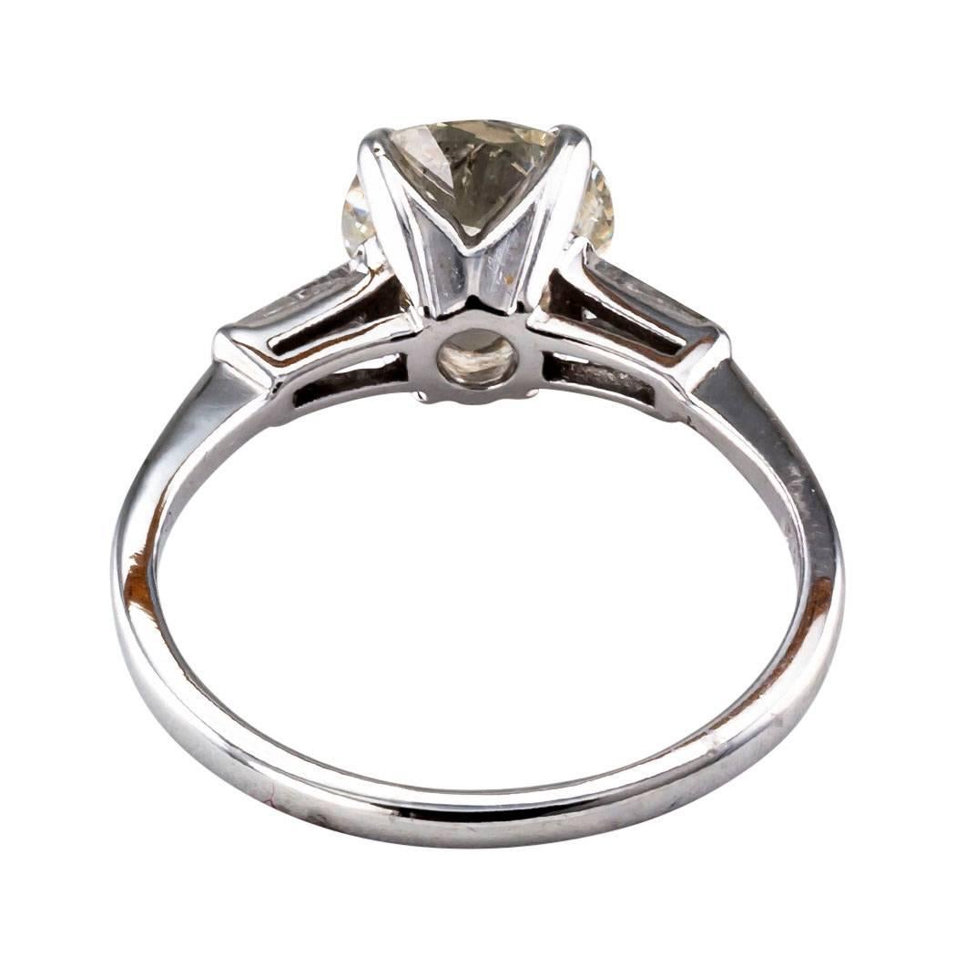 Round Cut 2.15 Carat Transitional Cut Diamond Solitaire Engagement Ring