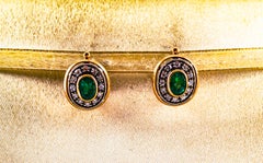 2.15 Carat White Diamond Oval Cut Emerald Yellow Gold Lever-Back Dangle Earrings