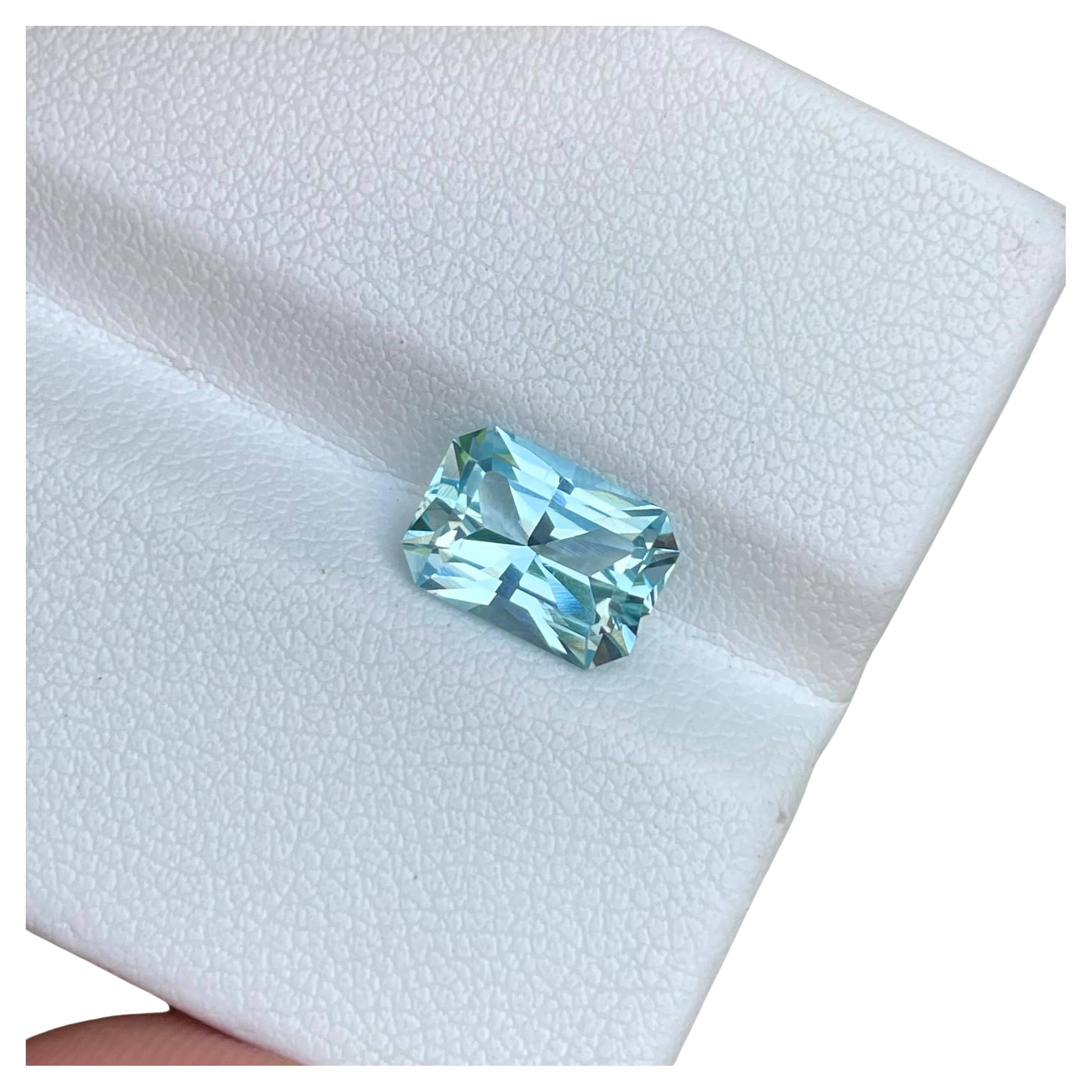 Weight 2.15 carats 
Dimensions 9.43x6.71x4.91 mm
Treatment none 
Origin Nigeria 
Clarity eye clean 
Shape octagon 
Cut Custom Precision 




This exquisite gemstone boasts a captivating 2.15 carat Aquamarine of unparalleled quality, sourced from the