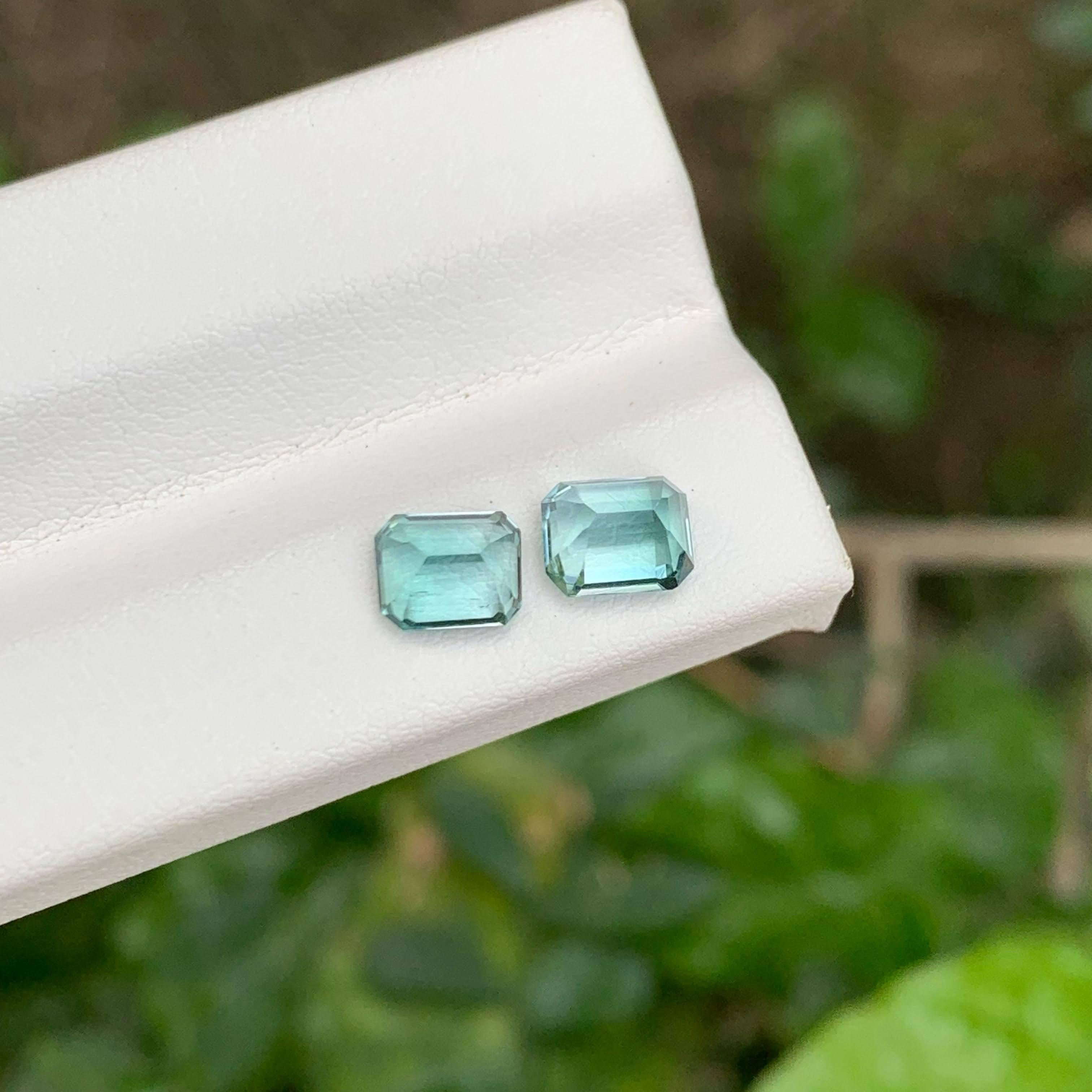 Modern 2.15 carats Paraiba  Color Tourmaline Pair Emerald Cut from Afghanistan For Sale