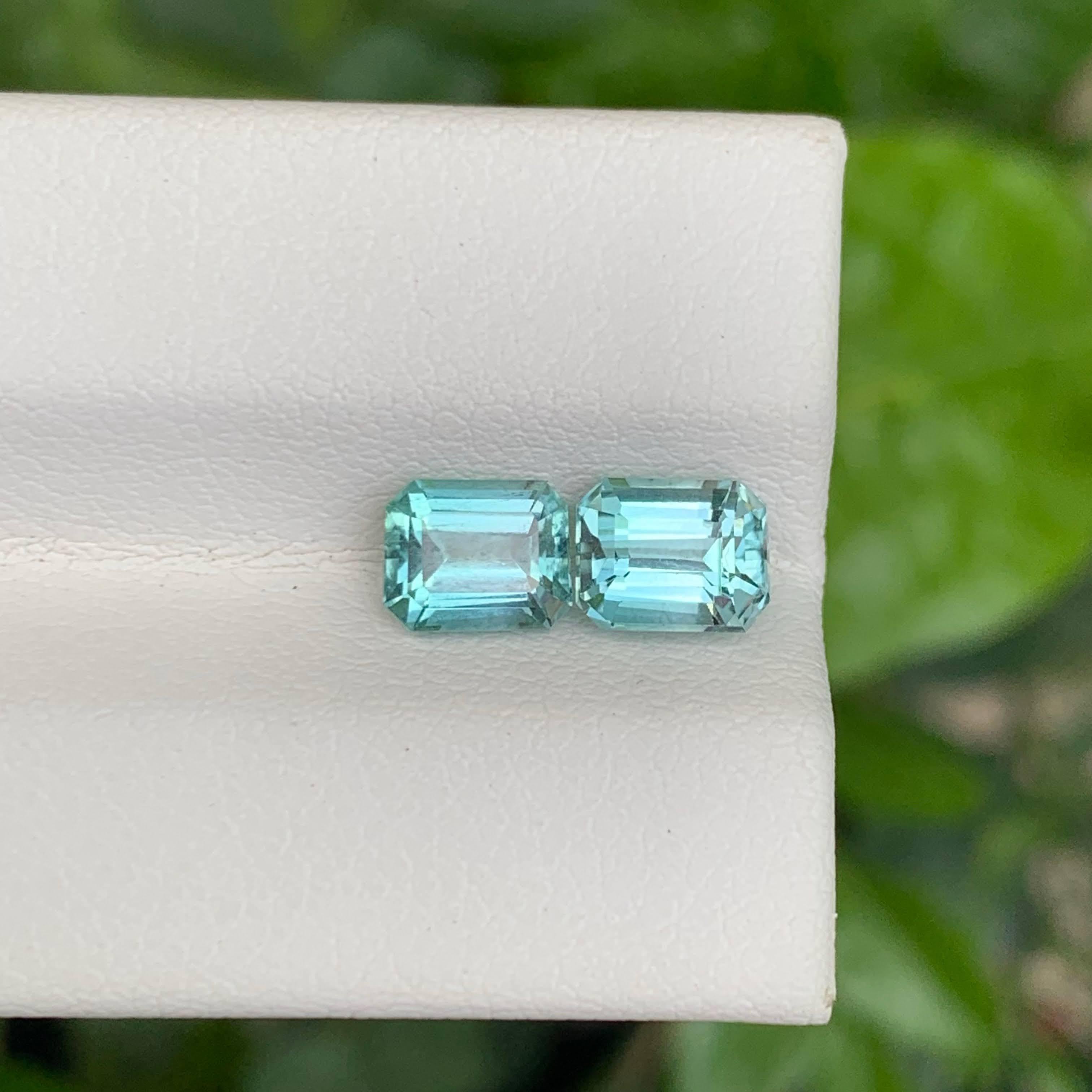 2.15 carats Paraiba  Color Tourmaline Pair Emerald Cut from Afghanistan In New Condition For Sale In Bangkok, TH