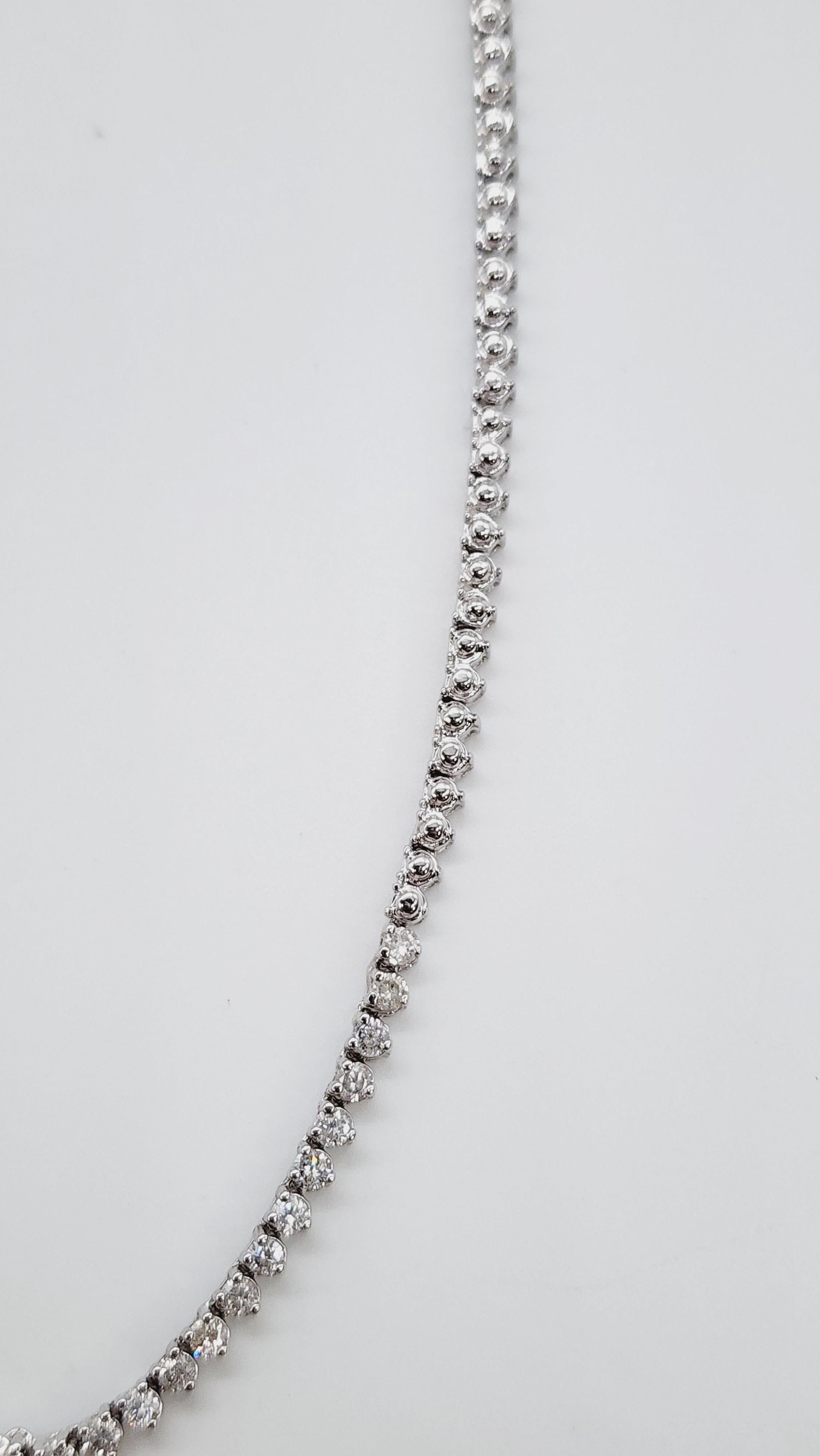 2.15 Carats Natural Diamond Necklace 14 Karat White Gold 16'' 1