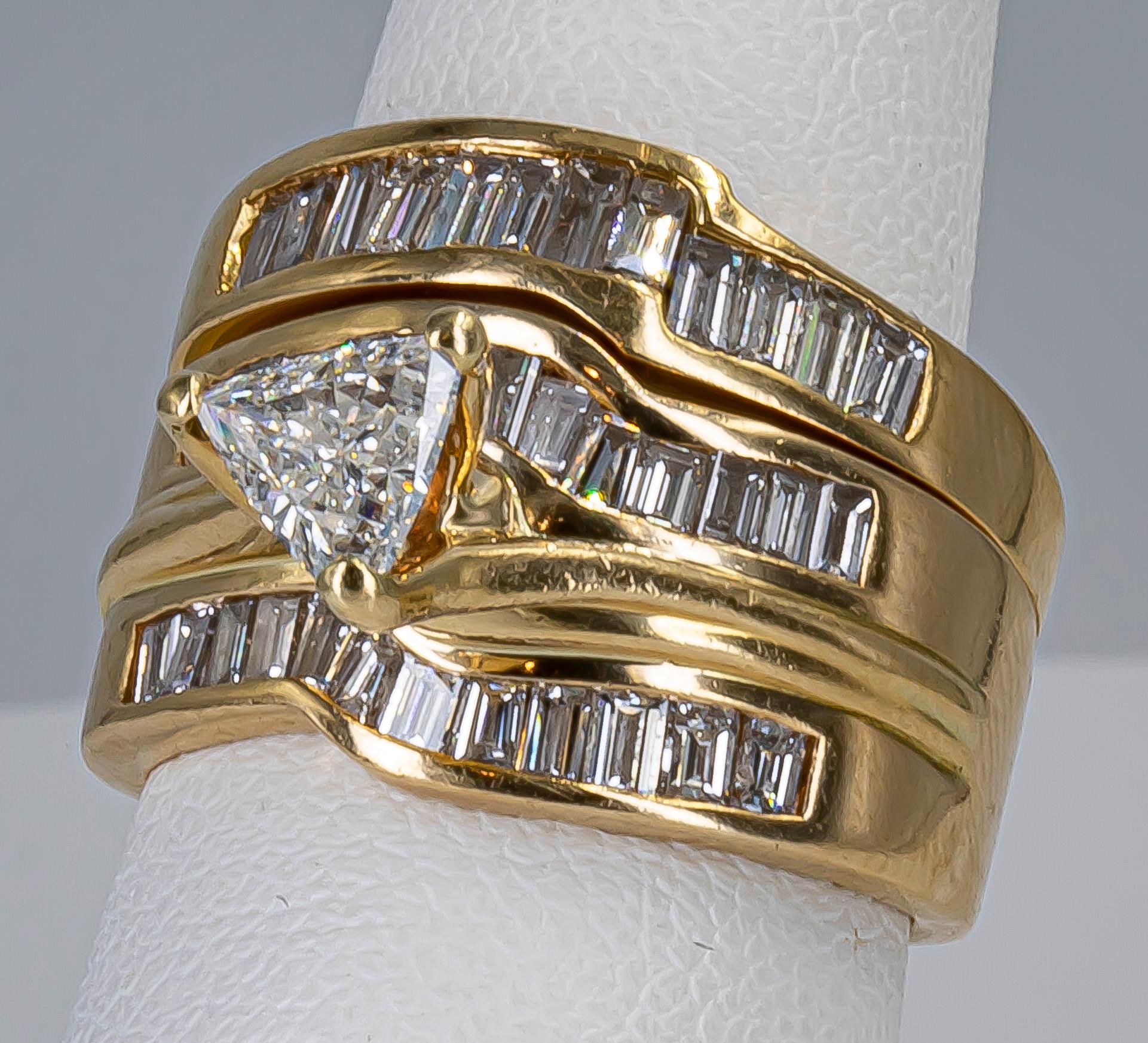 Trillion Cut 2.15 Carat Diamond Ring 14 Karat Gold