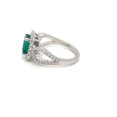 2.15 Carats Emerald Cut Emerald Diamond Solitaire Engagement Ring