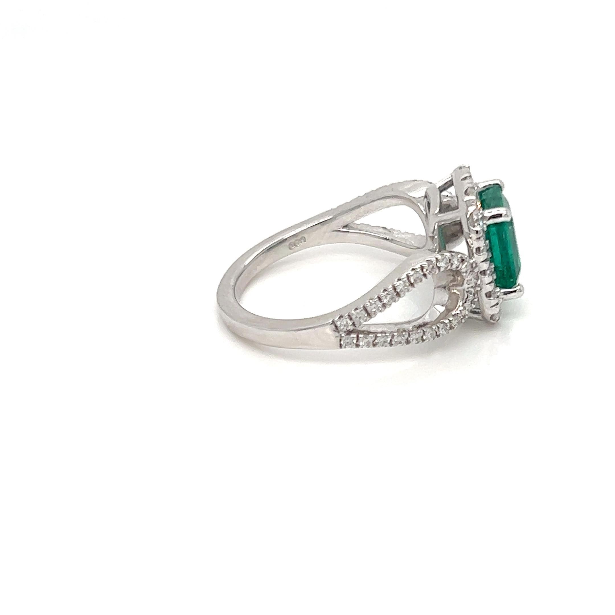 2,15 Karat Smaragdschliff Smaragd Diamant Solitär Verlobungsring  im Zustand „Neu“ im Angebot in New York, NY