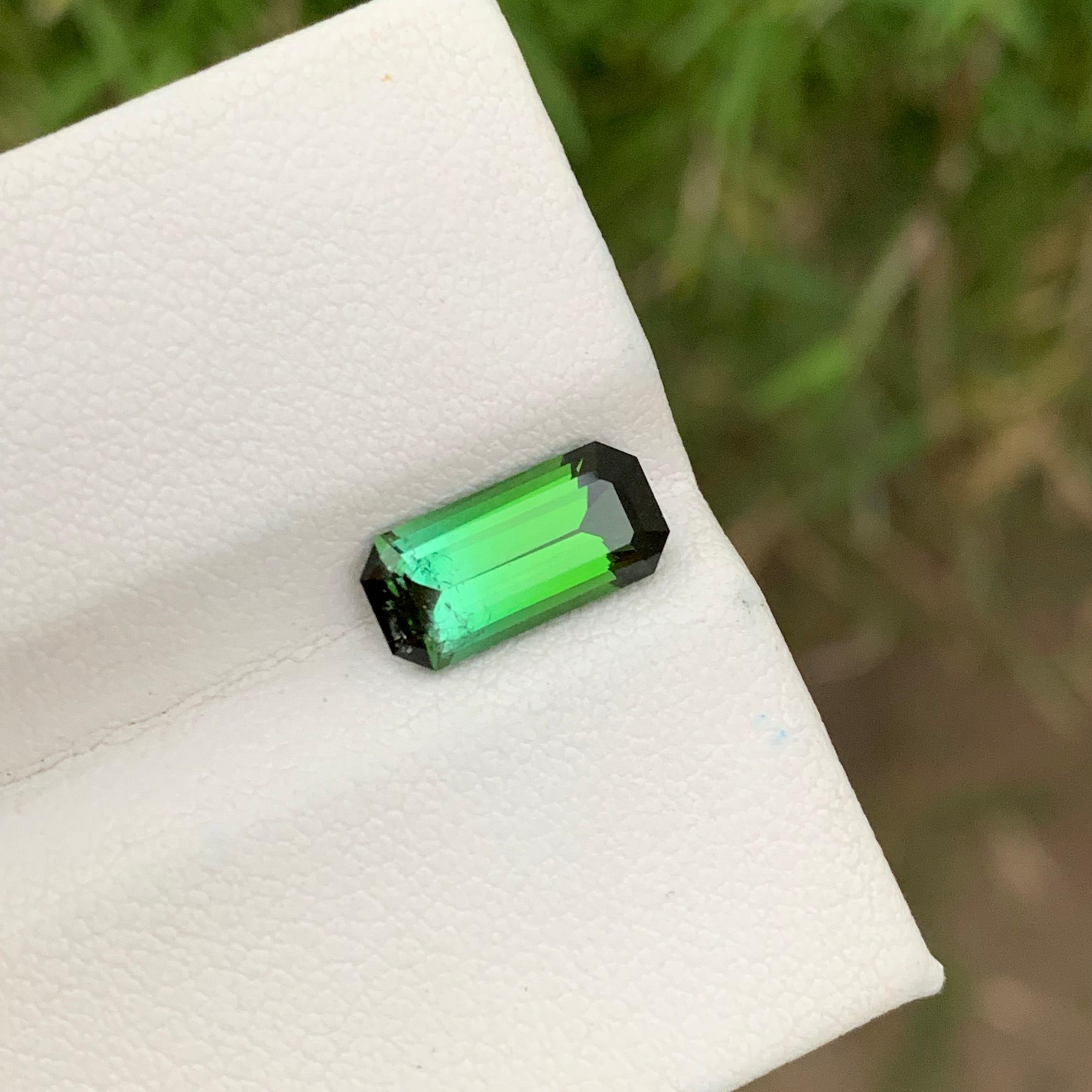 2.15 Carats Natural Loose Bicolour Tourmaline Emerald Shape Ring Gemstone For Sale 4