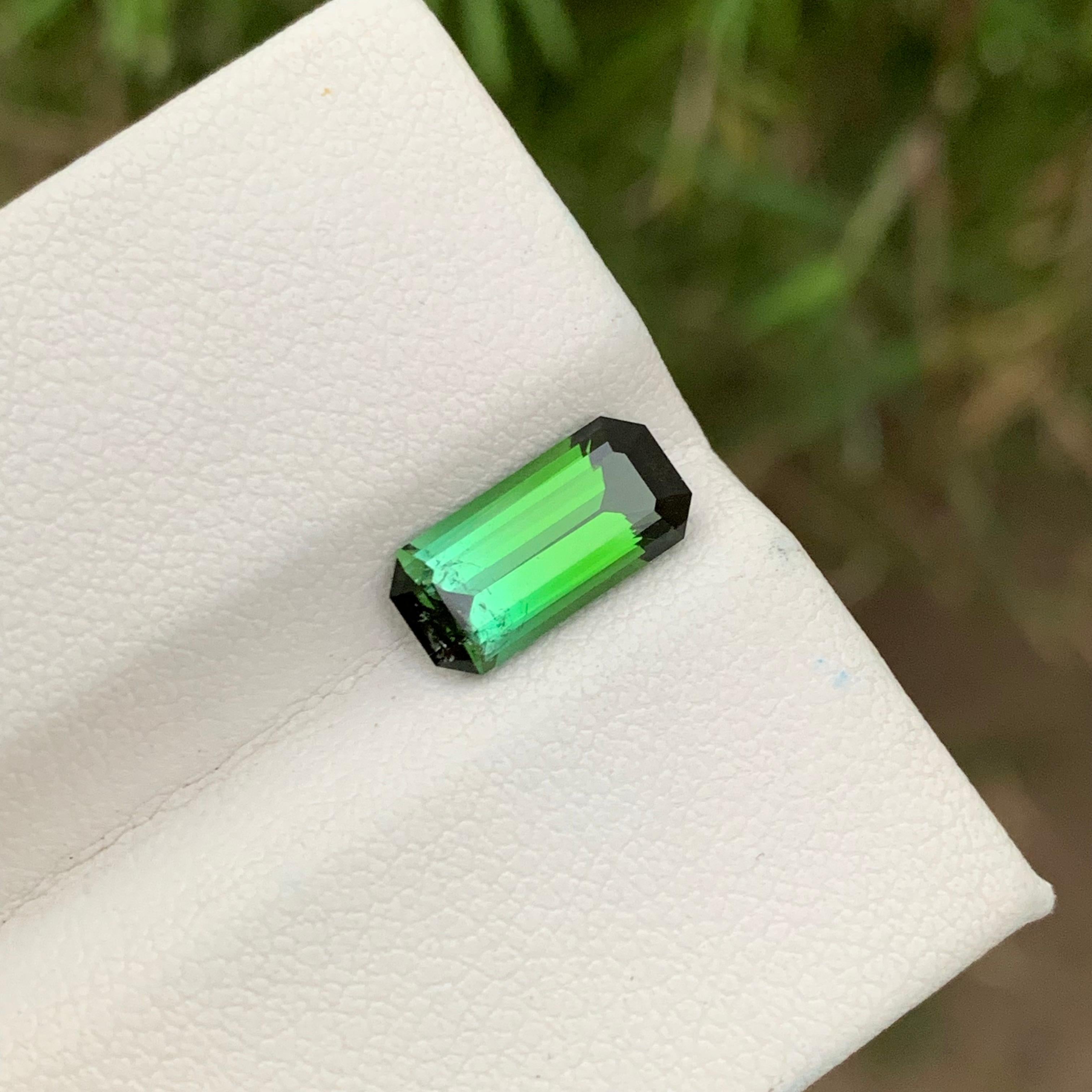 2.15 Carats Natural Loose Bicolour Tourmaline Emerald Shape Ring Gemstone For Sale 3