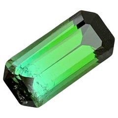 2.15 Carats Natural Loose Bicolour Tourmaline Emerald Shape Gemstone (Tourmaline bicolore en vrac en forme d'émeraude)
