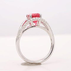 Natural Pink Tourmaline Gemstone 2.15 cts in 14K White Gold Ring with Diamonds
