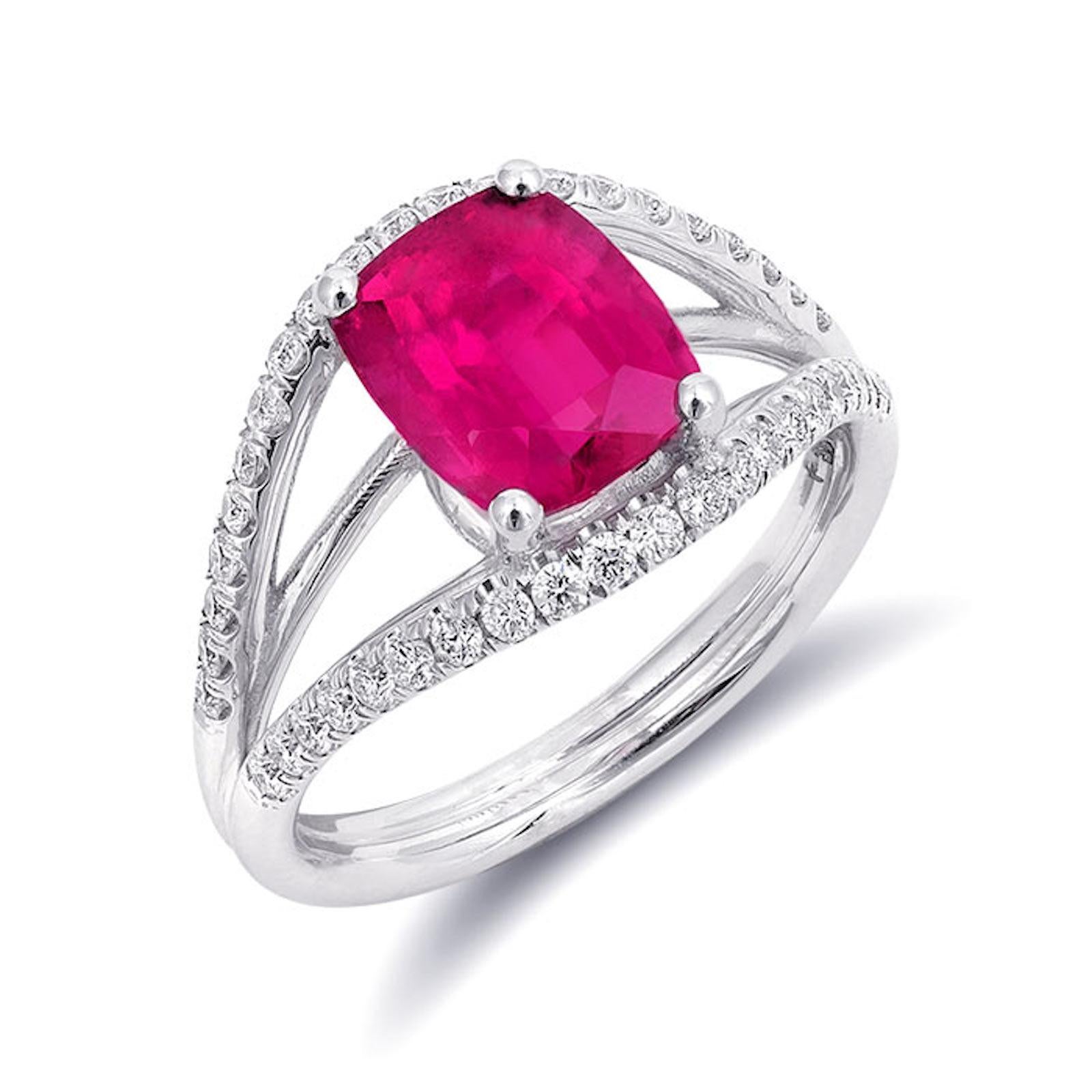 2.15 Carats Pink Tourmaline Diamonds set in 14K White Gold Ring In New Condition For Sale In Los Angeles, CA