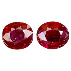 2.15 carats Red Ruby Stone Pair Oval Cut Natural Mozambique
s Gemstone