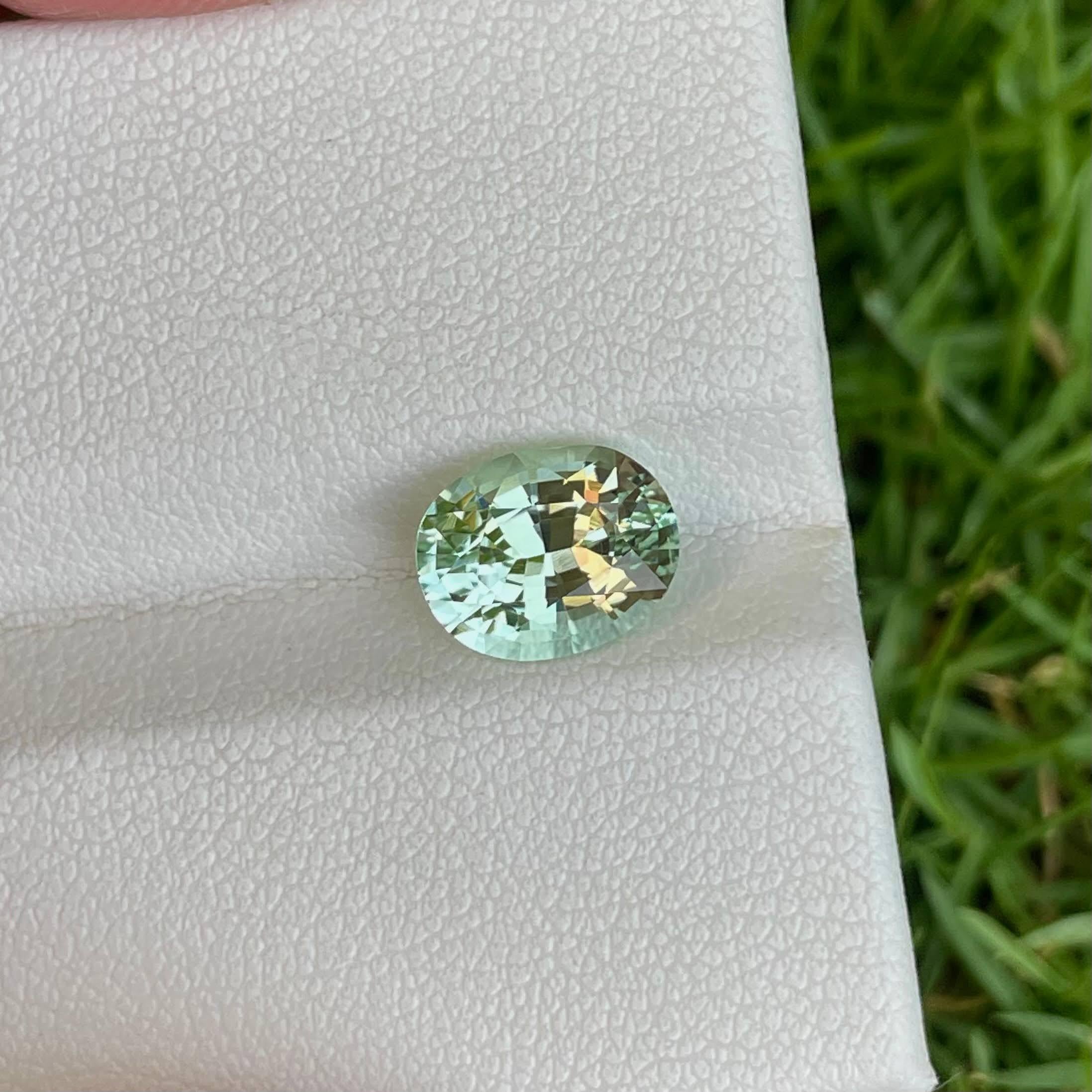 Peso 2,15 carati 
Dimensioni 9.3x7.4x5.4 mm
Trattamento nessuno 
Origine Afghanistan 
Occhi chiaramente puliti 
Forma ovale 
Taglio ovale fantasia 



La tormalina di mare da 2.15 carati è un'affascinante gemma naturale dal taglio ovale proveniente