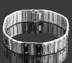 2.15 Ct Men's Screw Link Diamond Bracelet 14k Solid White Gold 49.6 g 8''