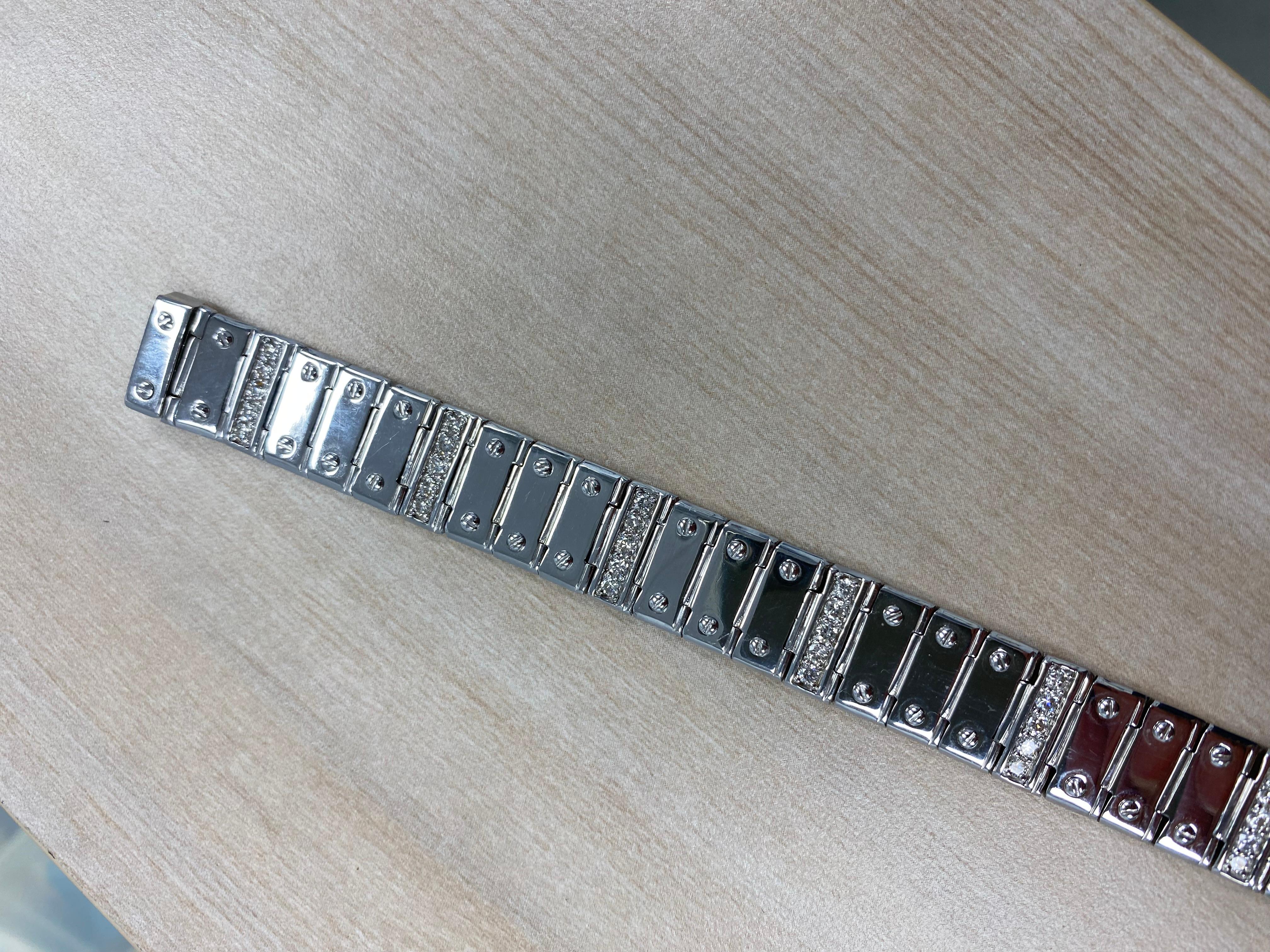 De los hombres Pulsera de diamantes con eslabón de rosca para hombre de 2,15 qt Oro blanco macizo de 14 quilates 49,6 g 8'' en venta