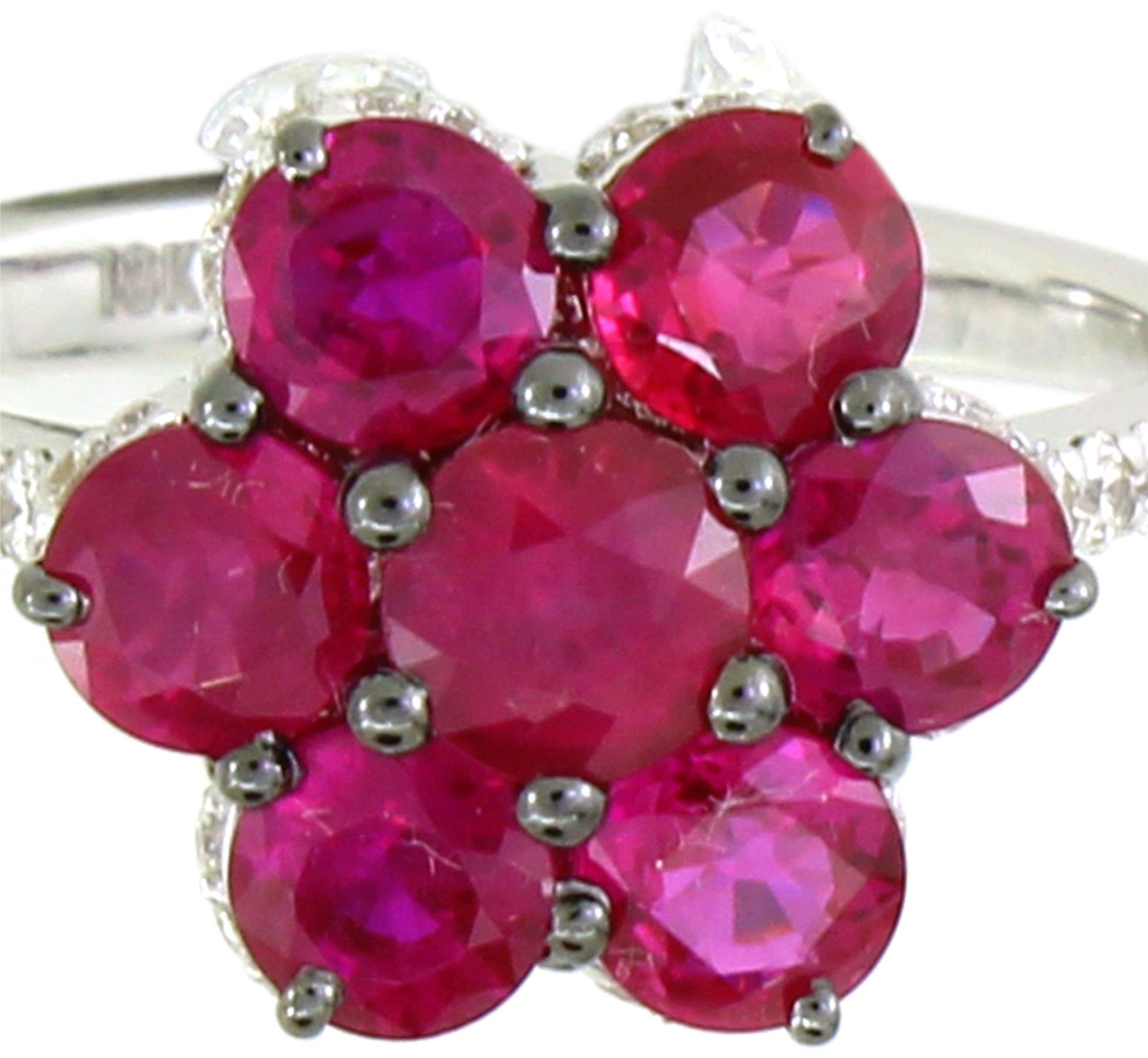 Ring aus 2,15 Karat Rubin und 0,62 Karat weißem Diamanten (Rundschliff) im Angebot