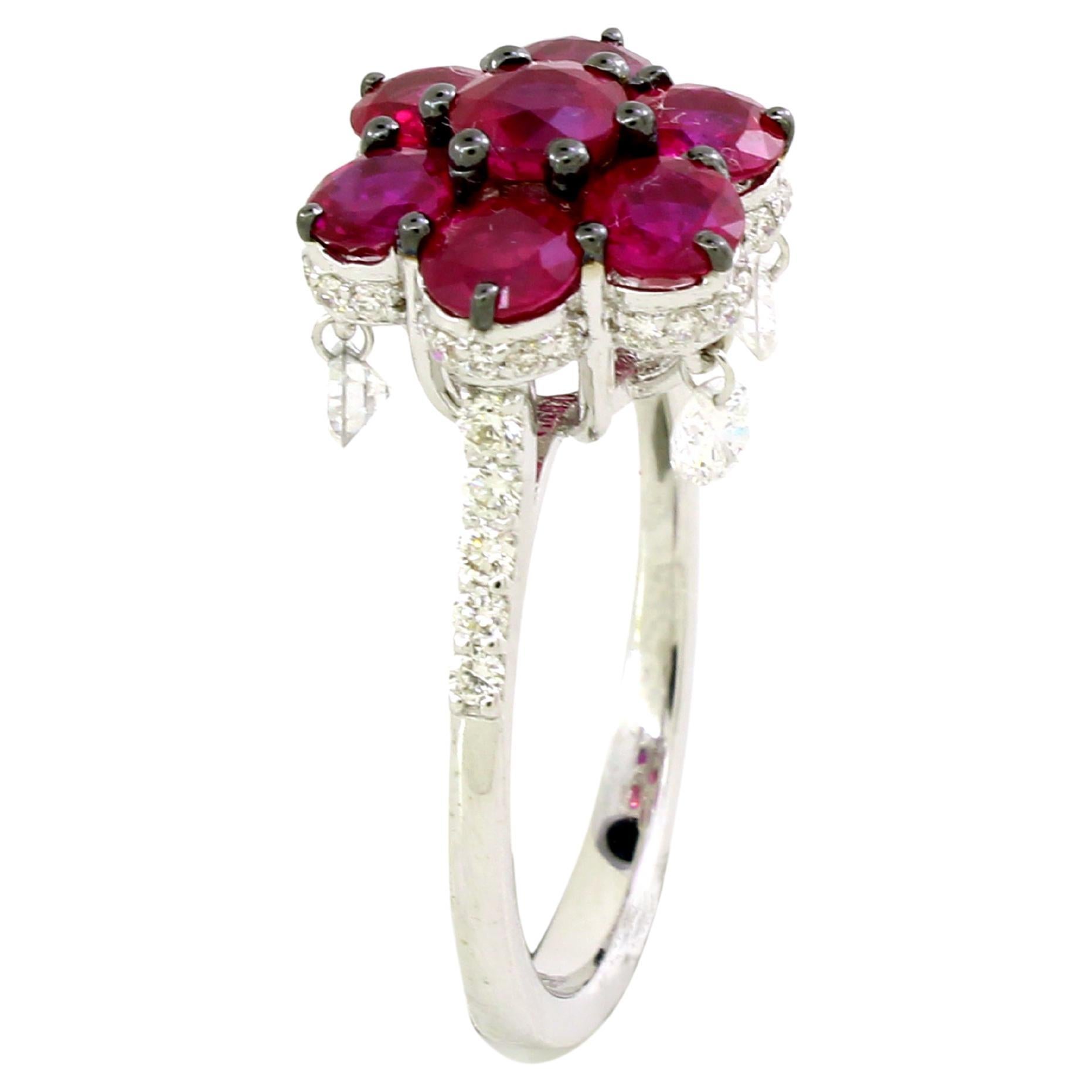 2.15 cts of Ruby and 0.62 cts of White diamond Ring