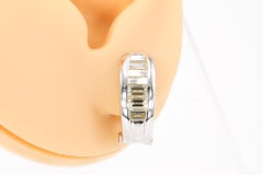 2.15 CTW Baguette Diamond Huggie Earrings in 18K White Gold