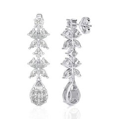 Orecchini a goccia con diamanti 2,15 CTW in oro bianco 14K con pendenti della Collection'S