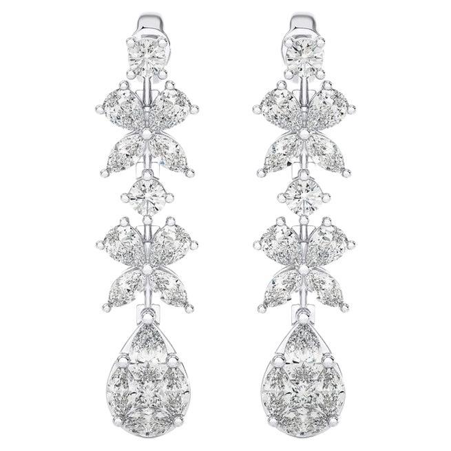 2.15 CTW Diamonds Tear Drop 14K White Gold Dangling Maria Collection Earrings