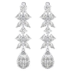 Pendientes Colgantes Colección María de Oro Blanco de 14 quilates con lágrima de 2,15 quilates de diamantes