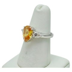 2.15 CTW Natural Yellow-Orange Sapphire and Diamond Engagement Ring in 14K White