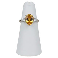 2.15 CTW Natural Yellow-Orange Sapphire and Diamond Engagement Ring in 14K White