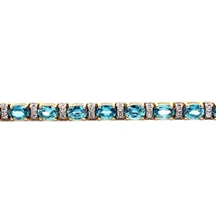 21.50 Carat Blue Zircon and Diamond Bracelet