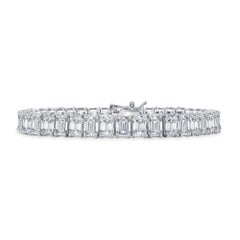 21.50 Carat Emerald Cut Natural Diamond Tennis Bracelet H-1, VS2