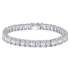 Bracelet tennis avec diamants naturels taille émeraude de 21,50 carats H-1, VS2