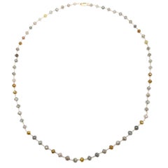 14K Yellow Gold Rosary Necklace with 56.00ct of Multicolor Diamonds, 21.5"