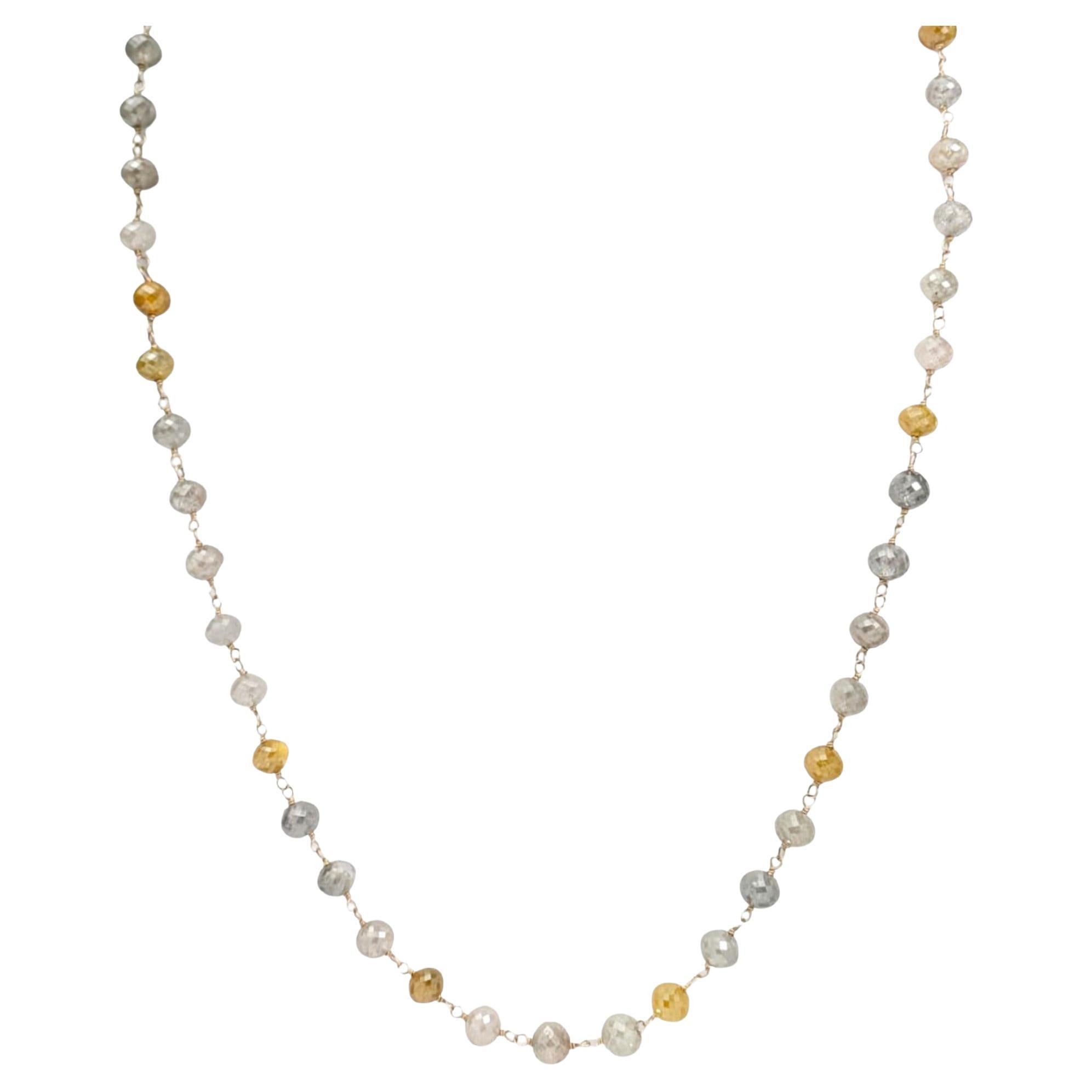 21.50" Natural Multicolor Diamond(56.00 Carat) Necklace in 14 Karat Yellow Gold