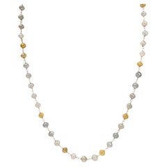 21.50" Natural Multicolor Diamond(56.00 Carat) Necklace in 14 Karat Yellow Gold